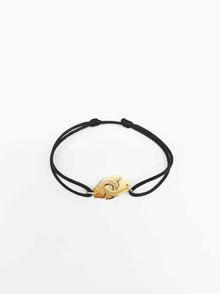 B285V128 Bracelet DINH VAN sur cordon Menottes R12 or rose