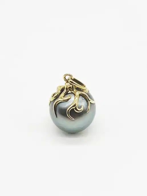 B297V51 Pendentif or jaune et perle de Tahiti