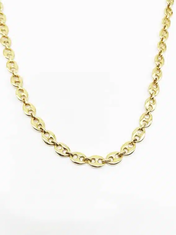 B299V7 Collier maille grain de café en or jaune