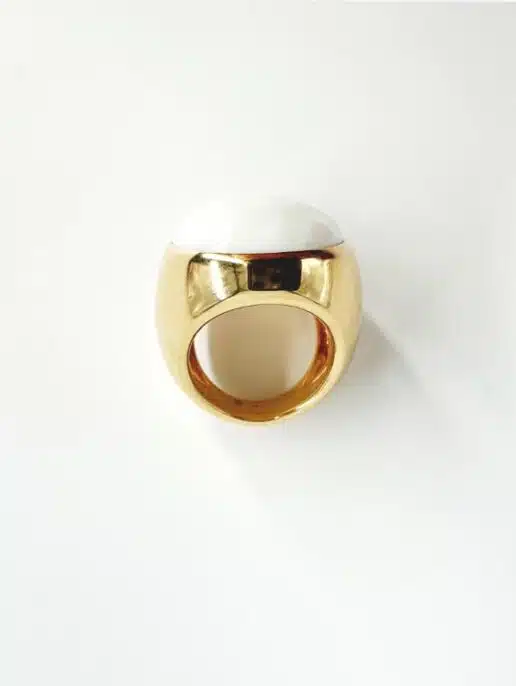 B506V129 Bague POMELLATO Victoria or jaune et opale blanche