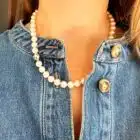 B525V294 Collier en perles fermeture en or gris WEMPE