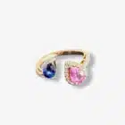 B545V311 Bague Toi et Moi en or jaune saphirs rose
